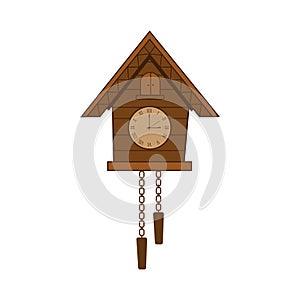 Vintage cuckoo clock. Vector. isolated on white