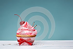 Vintage Cupcake with Cherry on Top