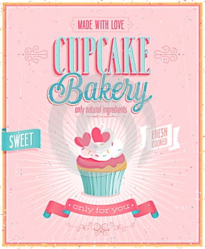 Vintage Cupcake Poster.