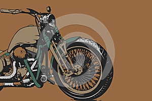 Vintage Custom Motorcicle Graphic Poster Illustration.