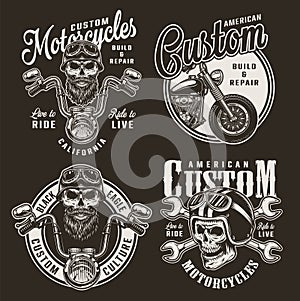 Vintage custom motorcycle logos