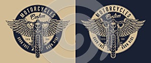 Vintage custom motorcycle round label