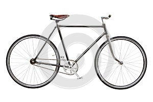 Vintage custom singlespeed bicycle isolated on white background