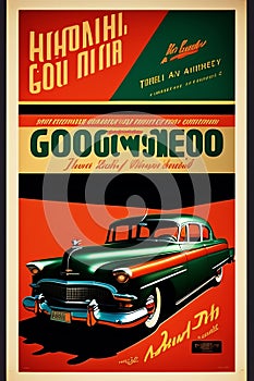Vintage 2d googie art poster photo
