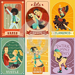 Vintage Dance Flat Icons Composition  Poster