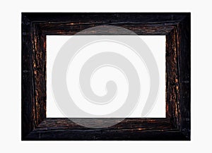 Vintage dark rustic wood frame isolated on white background old brown planks. Beautiful Retro vintage frame for advertisement.