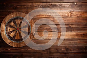 Vintage Dartboard on Wooden Background