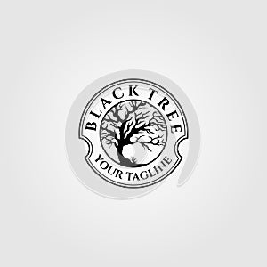 Vintage dead tree circle logo vector illustration design