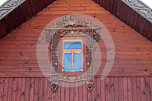 Vintage decorated platband on Russian house