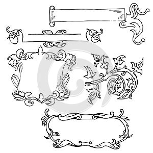 Vintage decorative borders frames. Hand drawn vector design elements