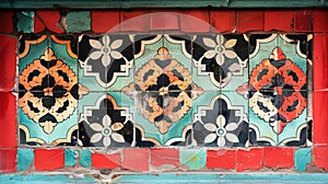 Vintage decorative ceramic tiles with floral pattern