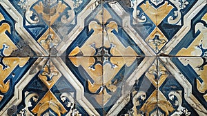 Vintage decorative ceramic tiles with floral pattern