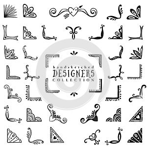 Vintage decorative corners collection. Hand drawn vector design