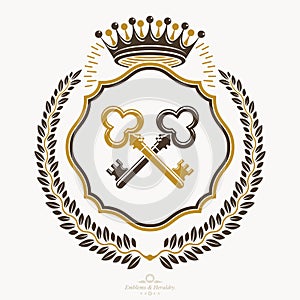 Vintage decorative emblem composition, heraldic vector. photo