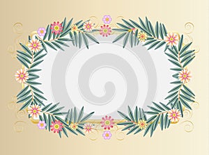 Vintage decorative floral frame for Jewish Holiday Passover, Shavuot, Rosh Hashanah, Purim, Sukkot greeting card decoration