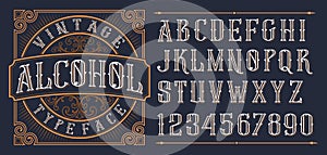 Vintage decorative font in western style on the dark background