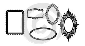 Vintage decorative frames collection oval rectangular shapes classic ornate design vector illustration
