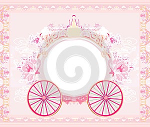 Vintage decorative pink carriage invitation