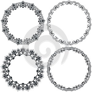 Vintage decorative round floral design elements