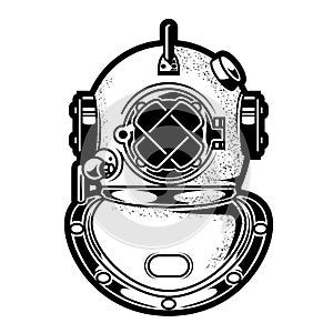 Vintage deep-sea diving helmet, heavy metal scuba headpiece, submergence equipment