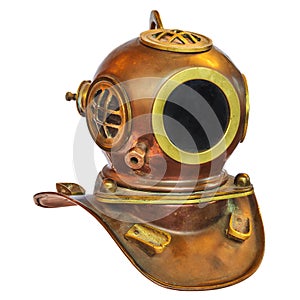 Vintage deep sea diving helmet isolated on white