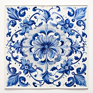 Vintage Delft Tile With Blue And White Anamorphic Design