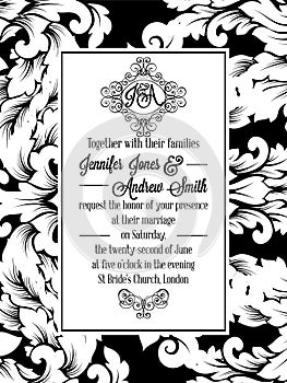 Vintage delicate formal invitation card