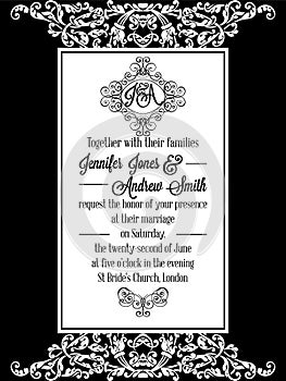 Vintage delicate formal invitation card