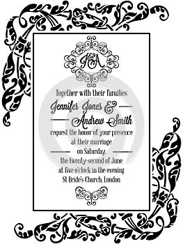 Vintage delicate formal invitation card