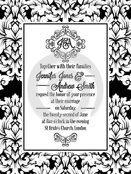 Vintage delicate formal invitation card