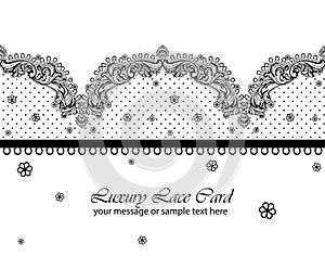 Vintage delicate Lace card. Handmade ornament for invitations, prints, decor, greetingcards. Vector illustration