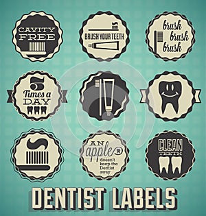 Vintage Dentist Labels and Icons