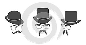 Vintage design elements set (hats, eyeglasses, moustaches)