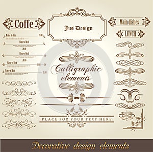 Vintage design elements vector images collections