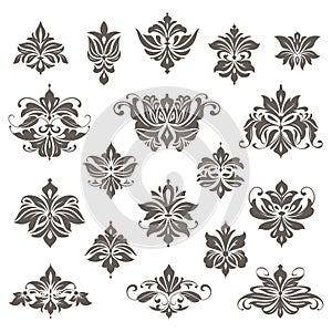 Vintage design lace borders monogram logo and   corners Vector set art deco floral ornaments   elements