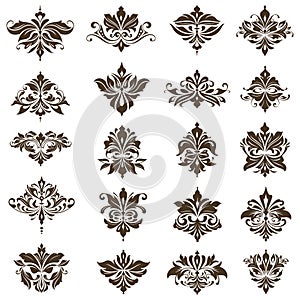 Vintage design lace borders monogram logo and   corners Vector set art deco floral ornaments   elements