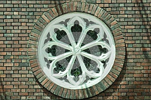 Vintage design style brick round window