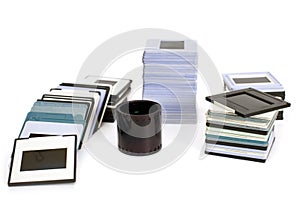 Vintage diapositive slides with plastic frames