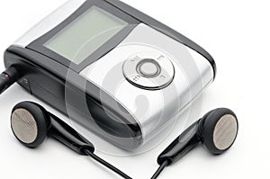 Vintage digital music player on a white background
