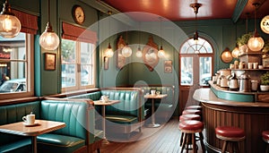 Vintage Diner Interior with Booths