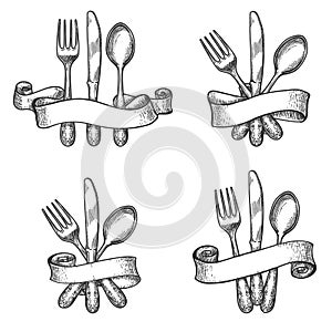 Vintage dinner table silverware set