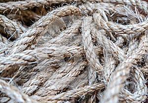 Vintage disheveled rope closeup