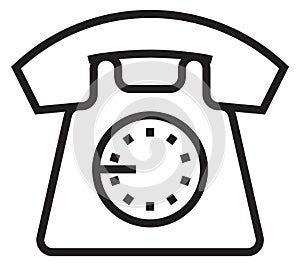 Vintage disk phone icon. Retro call device