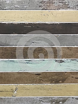 Vintage distressed colored wood slats background texture photo