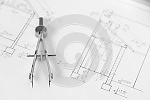 Vintage divider on technical drawing