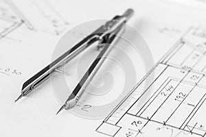 Vintage divider on technical drawing