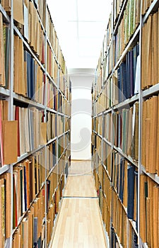 Vintage documents folder on the shelves