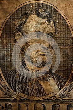 Vintage dollar background president Lincoln portrait