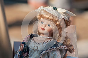 Vintage dolls at flea market in the street