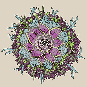 Vintage doodle flower. Vector illustration.